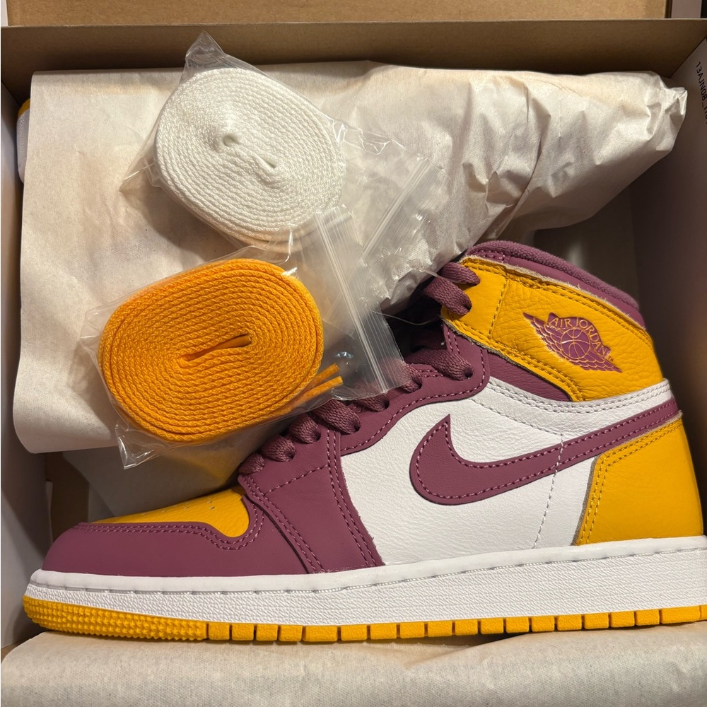 Air Jordan High-Top Sneakers - Purple, Yellow, White
